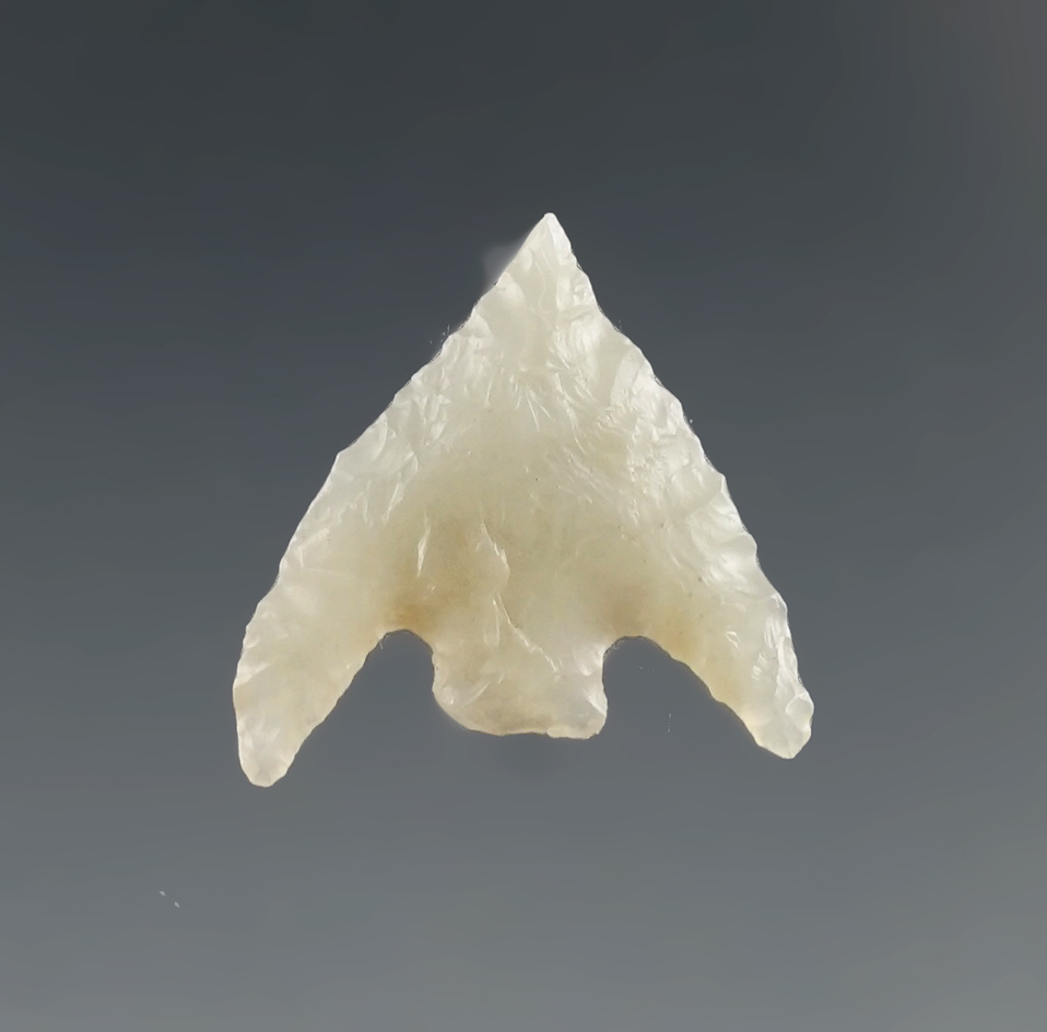 3/4" Gunther point made from beautiful highly translucent green Franciscan chert found in California