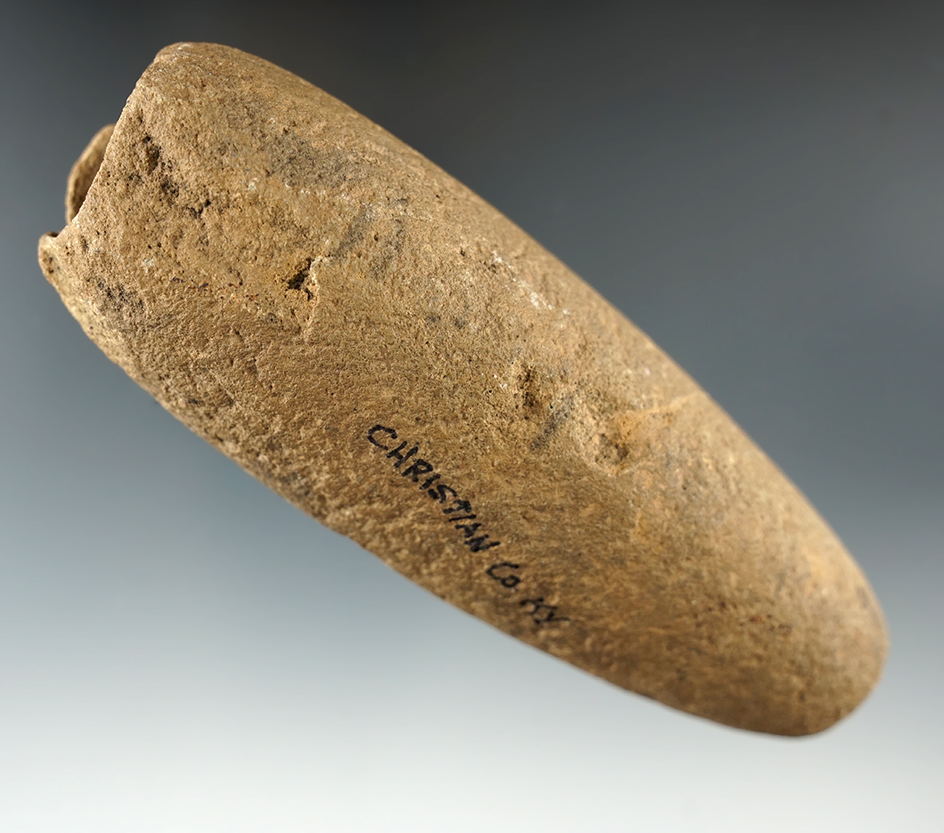 5 1/4" Sandstone Tube Pipe with drilling only partially done. Glovers Cave, Christian Co., Kentucky.