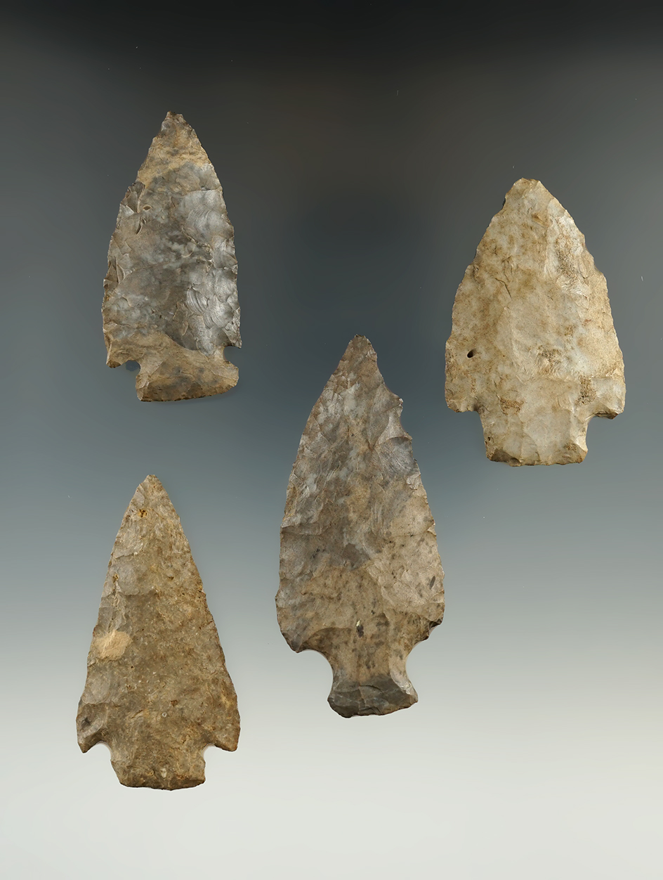 Set of four nice New York points, largest is 2 3/4".