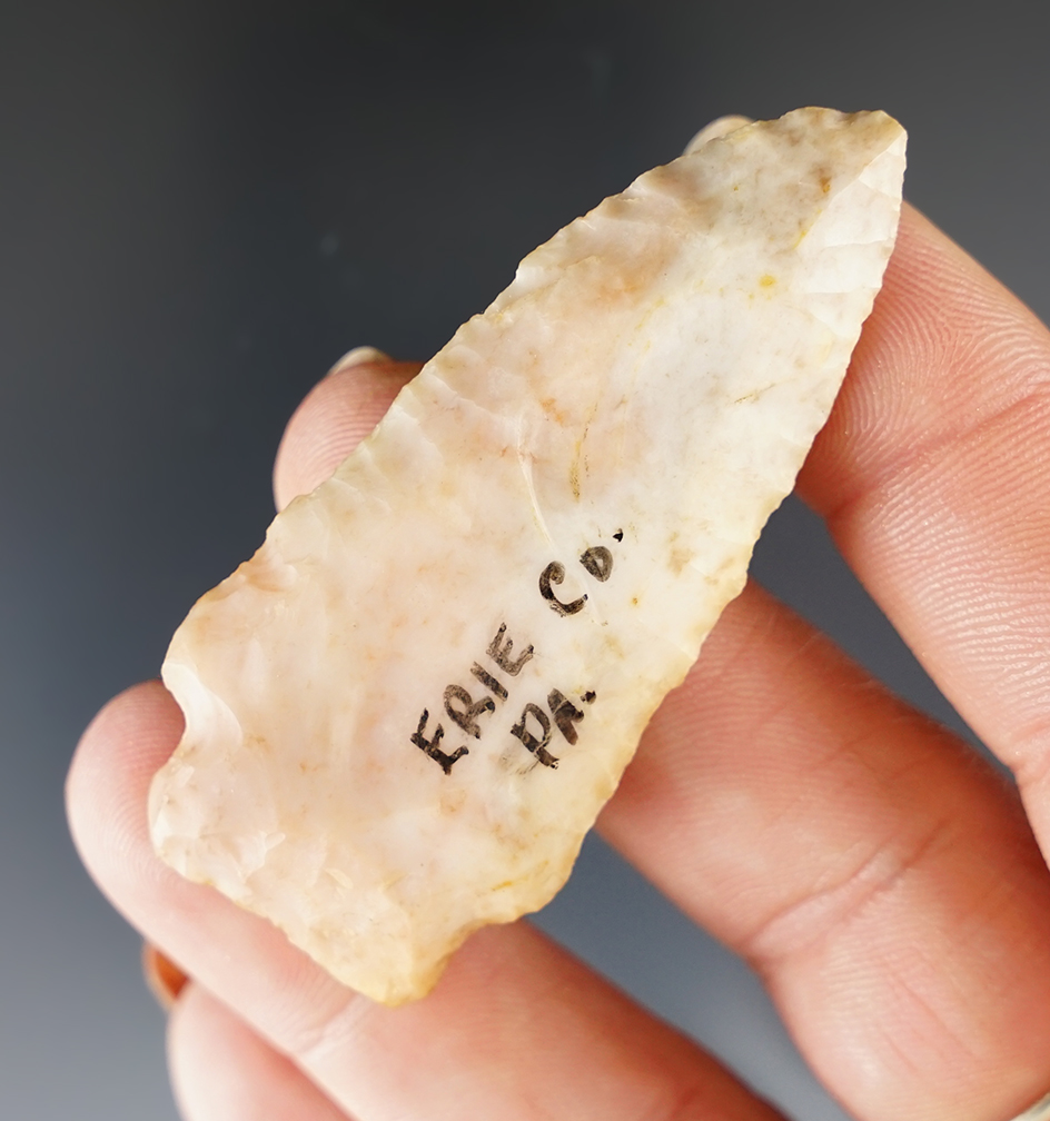 2 5/16" Kirk made from colorful Flint Ridge and found in Erie Co., Pennsylvania.