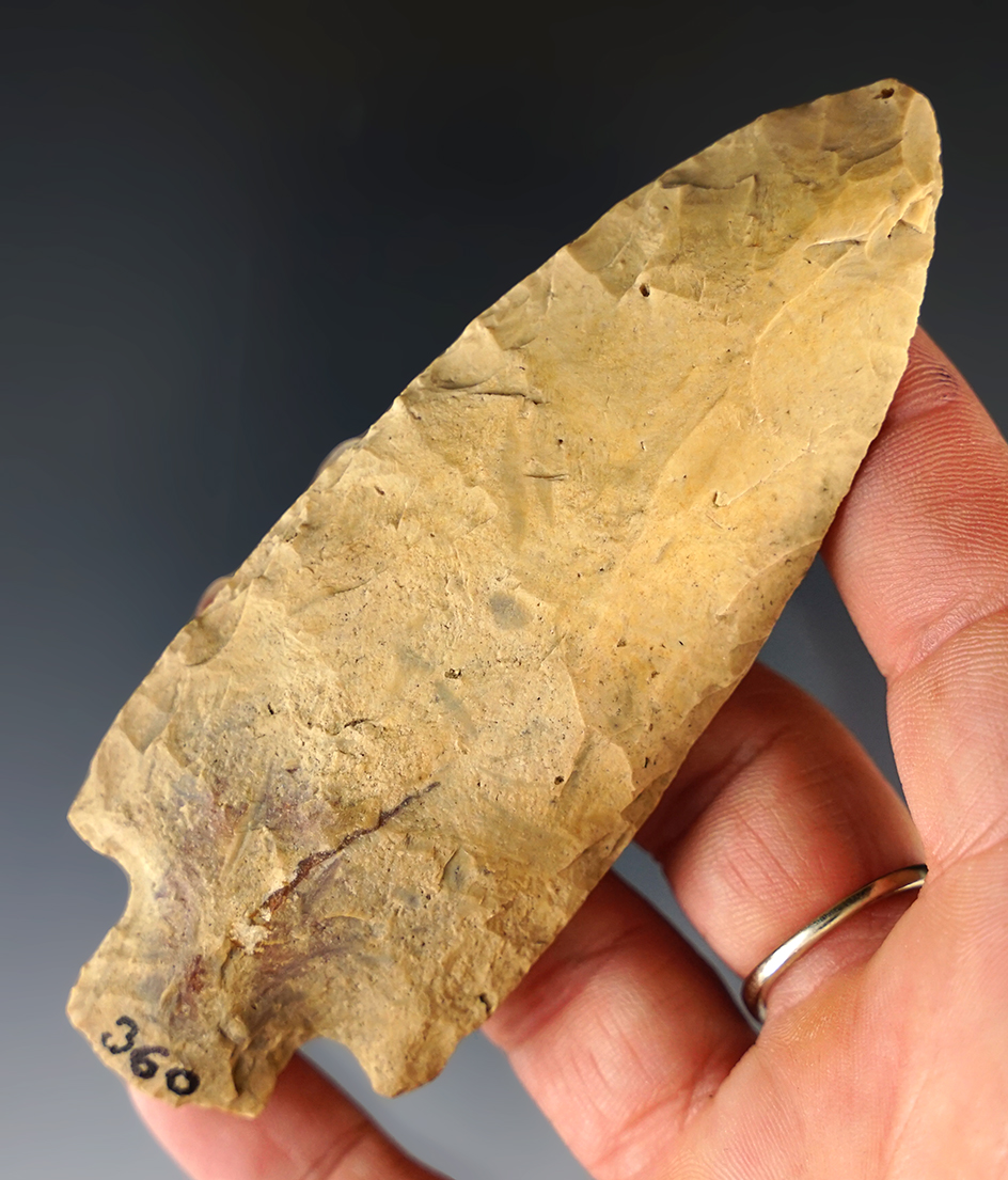 4" Stemmed Knife made from attractive green and tan Chert - Lake Newnan, Florida.
