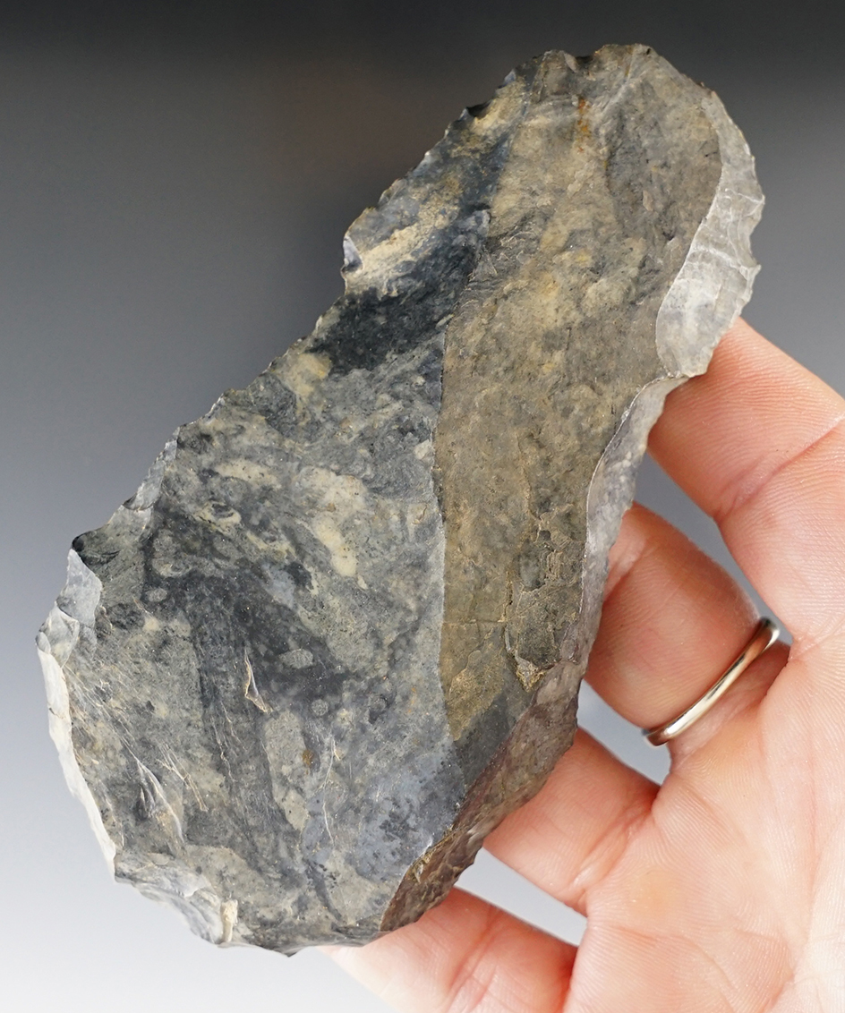 Large and nice 4 5/16" Paleo Uniface Scraper found in Ohio and made from Coshocton Flint.