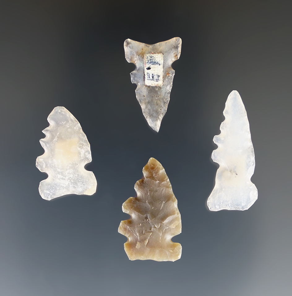 Set of 4 Dry Prong points found in New Mexico. The largest is 1".