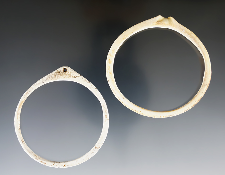 Pair of nicely engraved Bone Bracelets found in New Mexico. The largest is 2 7/8".