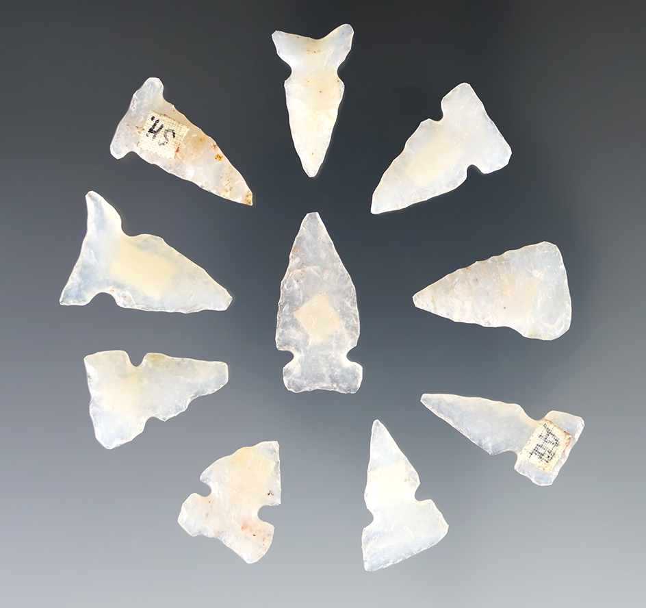 Set of nice New Mexico points found in 1957. The largest is 1".