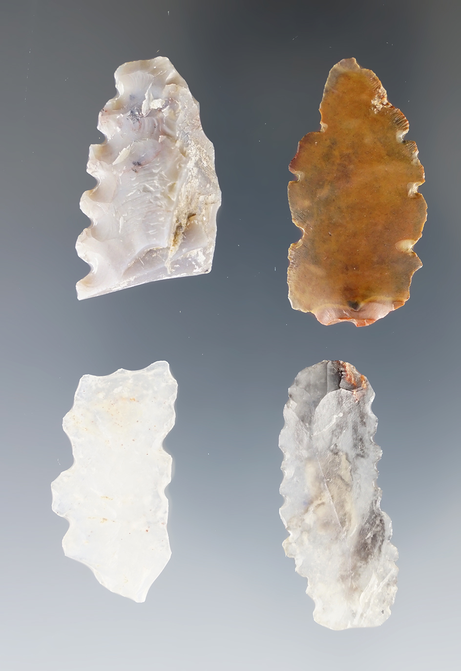 Rare artifact type! Set of four Flint Saws found in New Mexico, largest is 1/14".