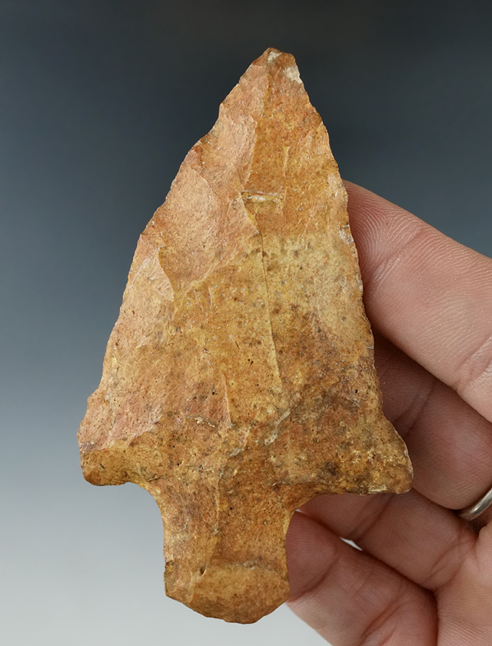 Heavily patinated 3 1/4" stemmed knife found in Alachua Co., Florida.