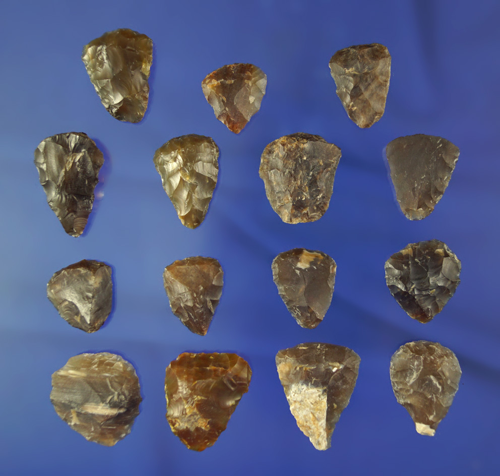 Excellent set of Knife River Flint some scrapers found near Mandan sites along the Missouri River, N