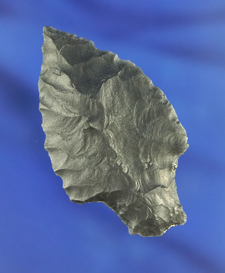 2 1/16" thin and nicely flaked stemmed dart point found in Nevada.