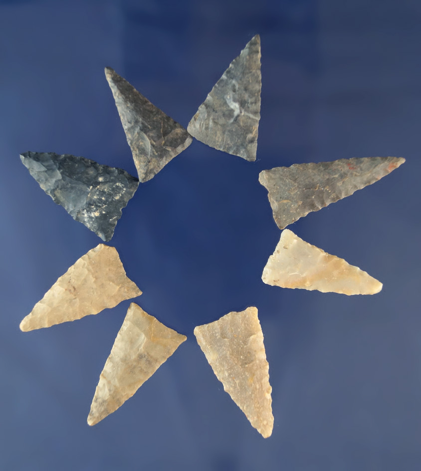 Set of eight above average Triangle Points, Greenup Co.,  KentuckyEx, Judge Claxton collection.