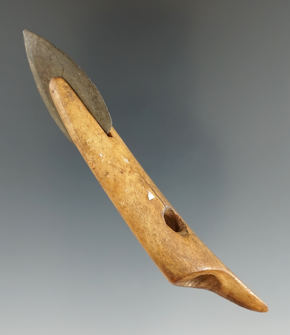 4" Harpoon Toggle and Point made from Bone and Slate, found in Alaska. Bennett COA.