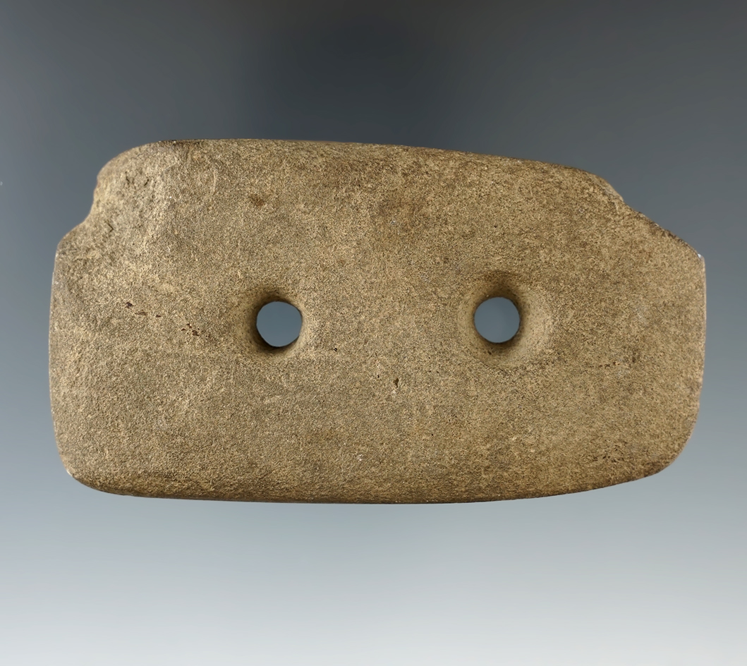 3 11/16" Adena Rectangular Gorget made from Sandstone found in New York. Ex. Harry Arthur.