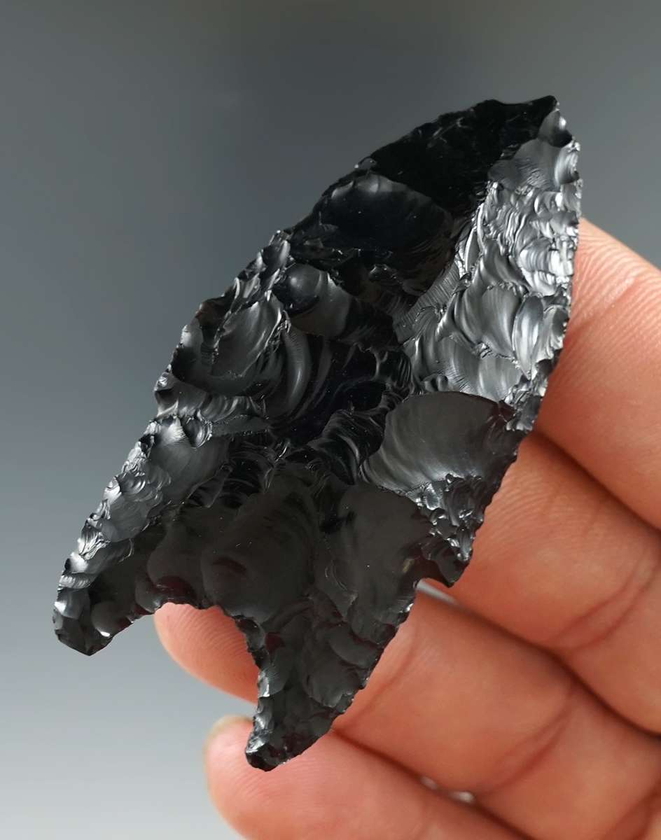 2 3/8" Windust - Farrington Variety made from Obsidian. Napa Co., California.  COAs.