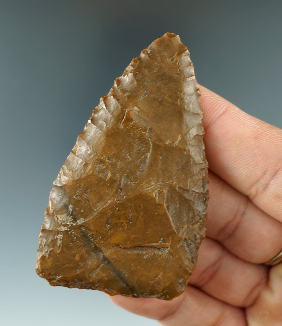 2 5/8" Triangular Knife made from Brown Chert. California. Bennett and Stermer COAs.