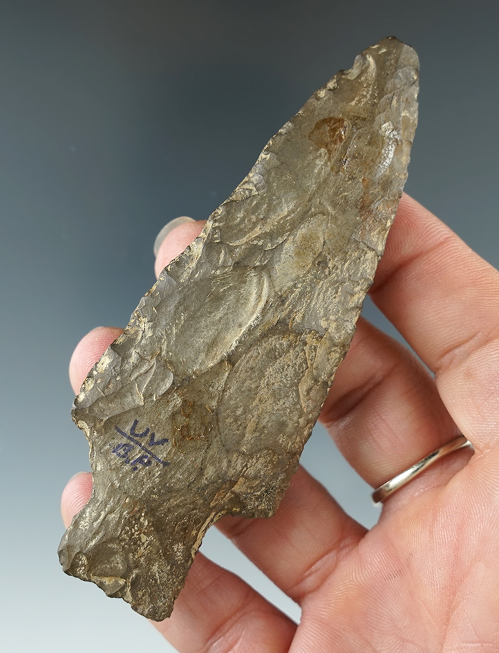 Heavily patinated 3 15/16" Stemmed Knife found in New York.