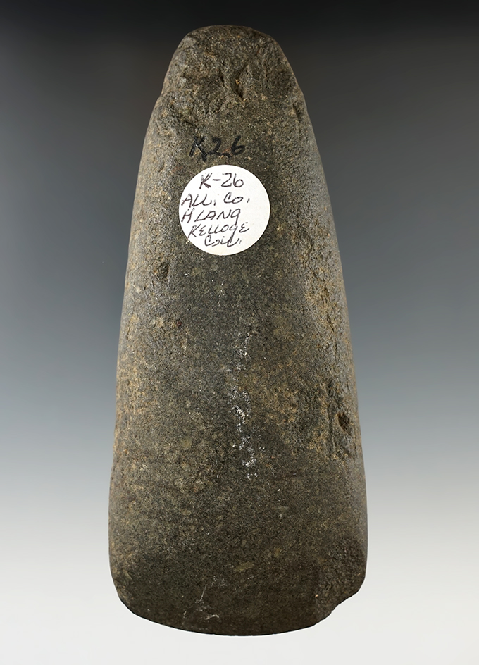 Well patinated 5 1/2" Stone Celt found in Allegheny Co., New York. Ex. Howdy Lang, Kellogge.