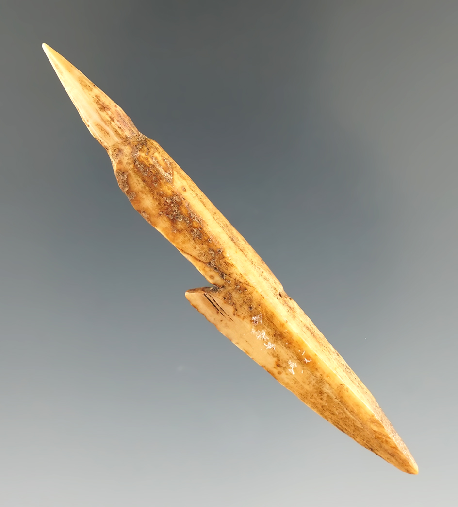 3 3/16" Inuit Harpoon Point found in Alaska on St. Lawrence Island. Stermer COA.