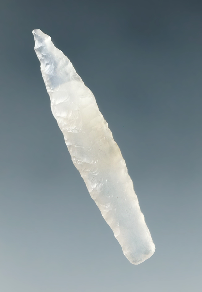1 7/16" Pencil Drill made from clear Agate, found near the Columbia River. Ex. Gillogly Collection.