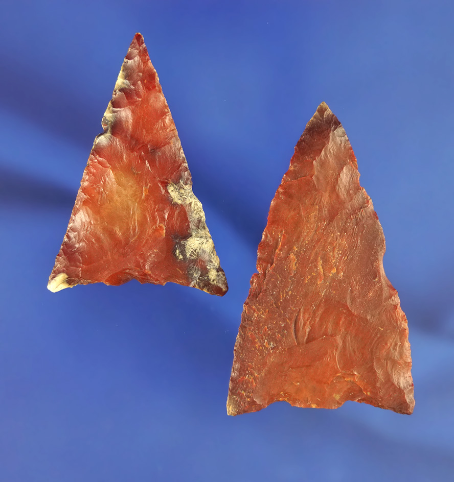 Pair of Florida points are very colorful with damage stems that still display well, largest is 2 5/1