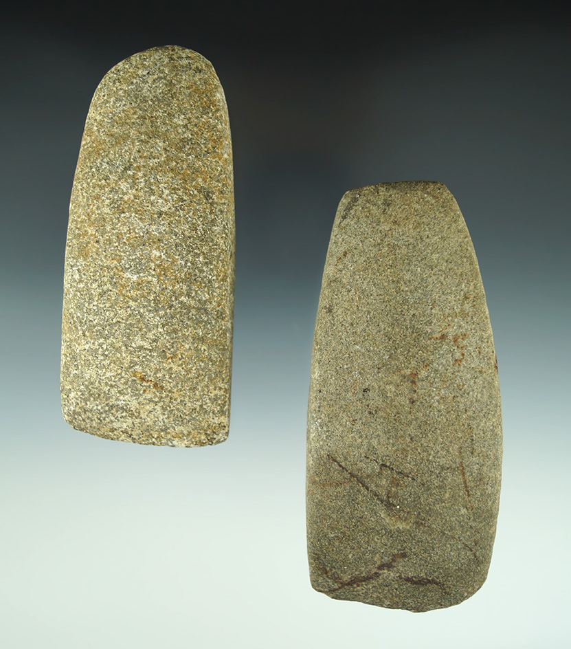Pair of stone Adzes in nice condition found in southern Michigan. Largest is 4 3/4". Ex. Wagle.