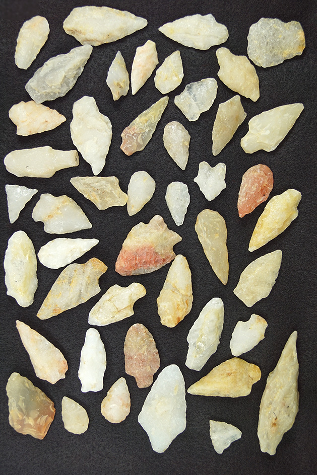 Large assortment of quartz arrowheads - Gloucester, Salem and Cumberland counties NJ.