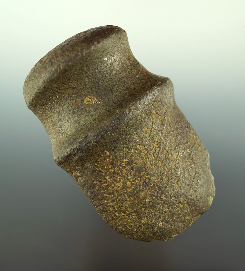 Rare style 4 3/16" long raised Ridge grooved Axe with a nice top flute found in Eastern Illinois.