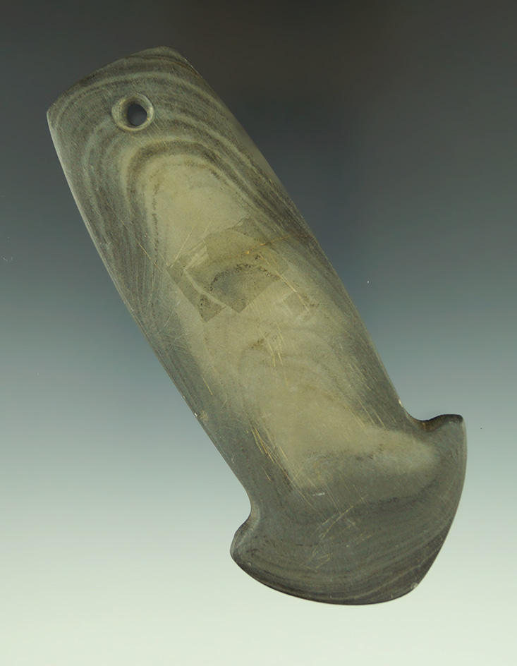 4 1/2" green banded slate Anchor Pendant which has been heavily cleaned - Huron Co.,  MI.