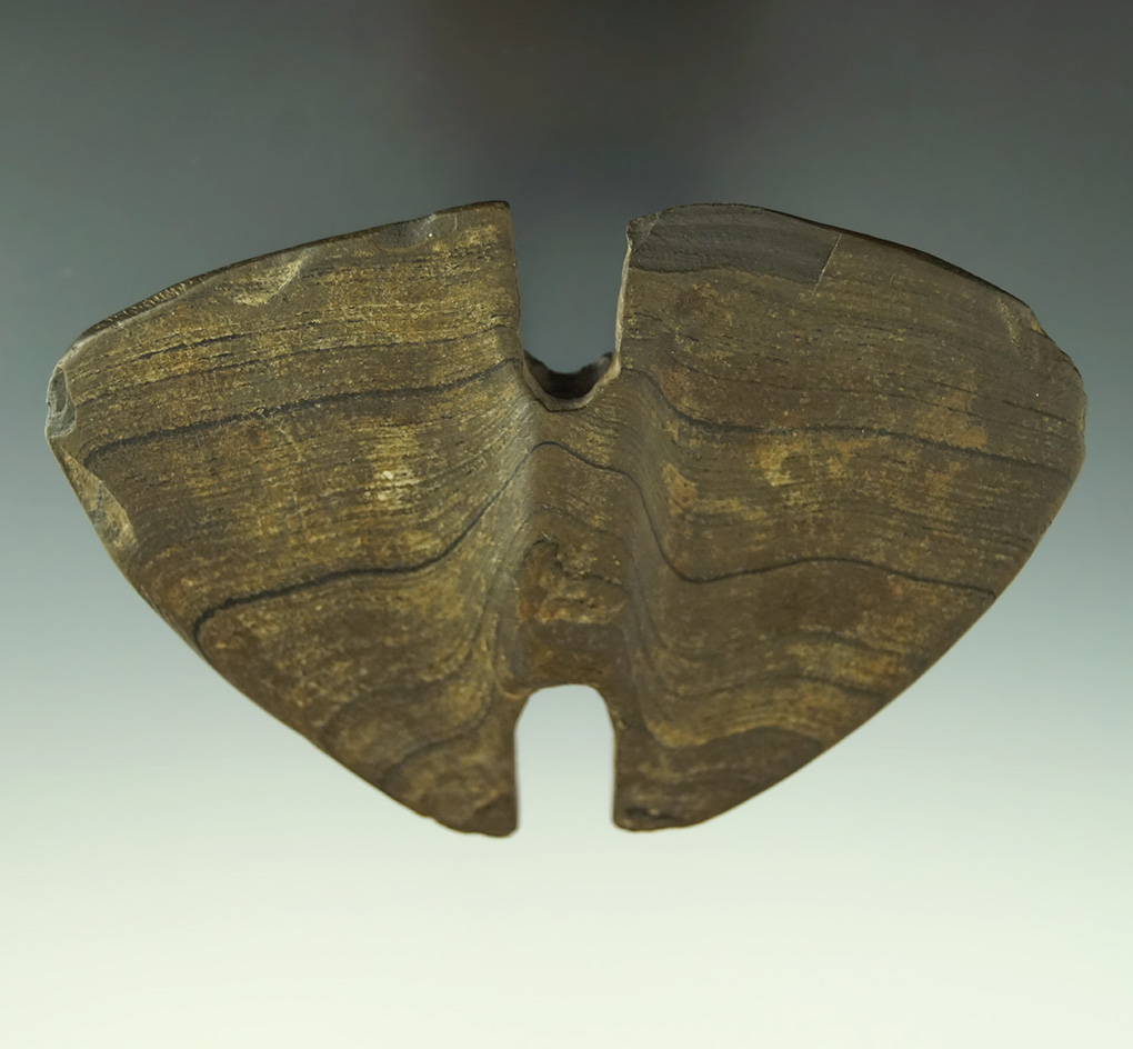 4 5/8" Highly patinated Double Notched Butterfly Bannerstone - Marion Co., Ohio.