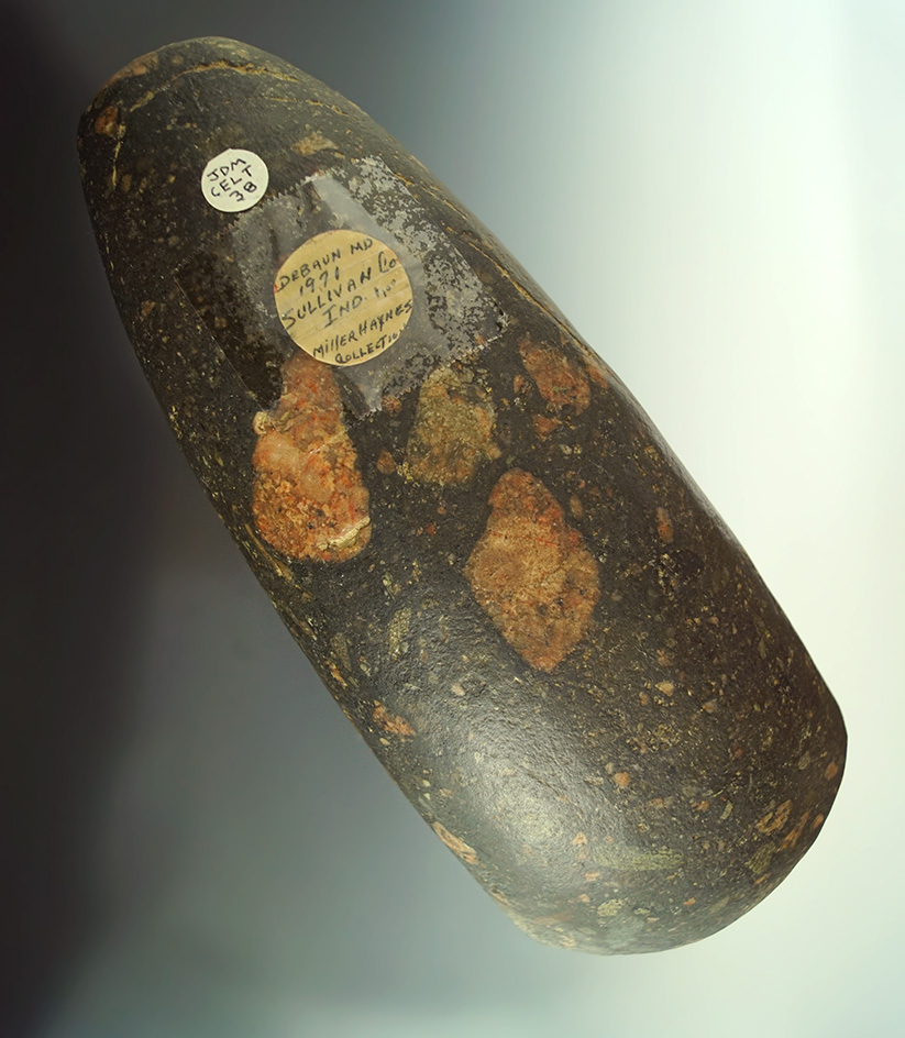 Large and nice! 9" Puddingstone Celt found in Sullivan Co.,  Indiana.