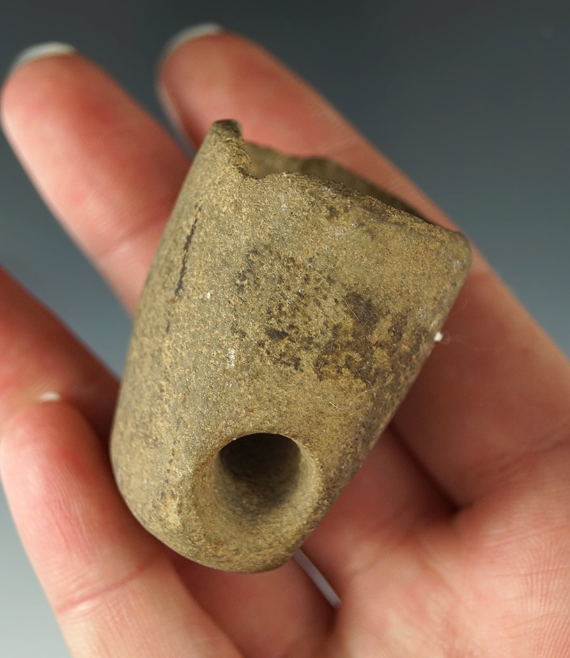 2 1/8" Sandstone Tube Pipe found in Yell Co., Arkansas that is nicely patinated. Dickey COA.