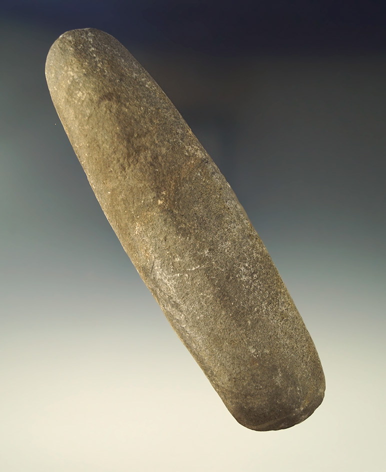 Nicely styled 6 3/4" Humpback Adze found in Michigan.  Ex. Phil Wagle collection.