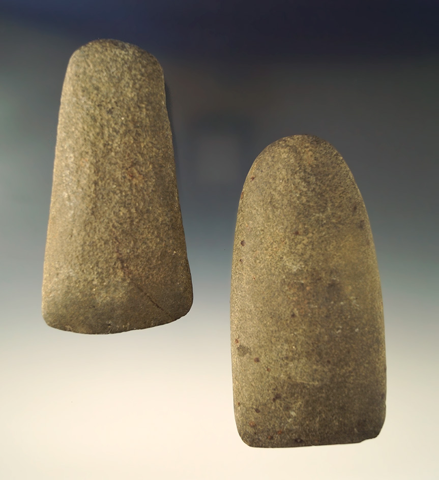 Pair of stone Celts in very nice condition found in southern Michigan. Largest is 4 5/8".