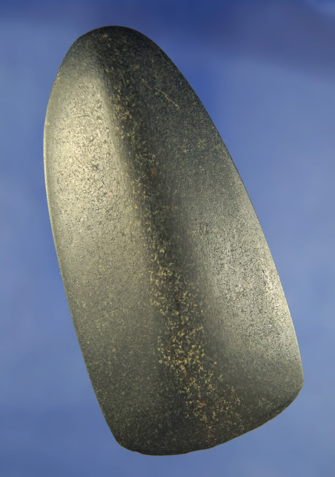 Highly polished and rare style 4 11/16" long Faceted Hardstone Celt found in Ross Co., Ohio. Ex. Jar