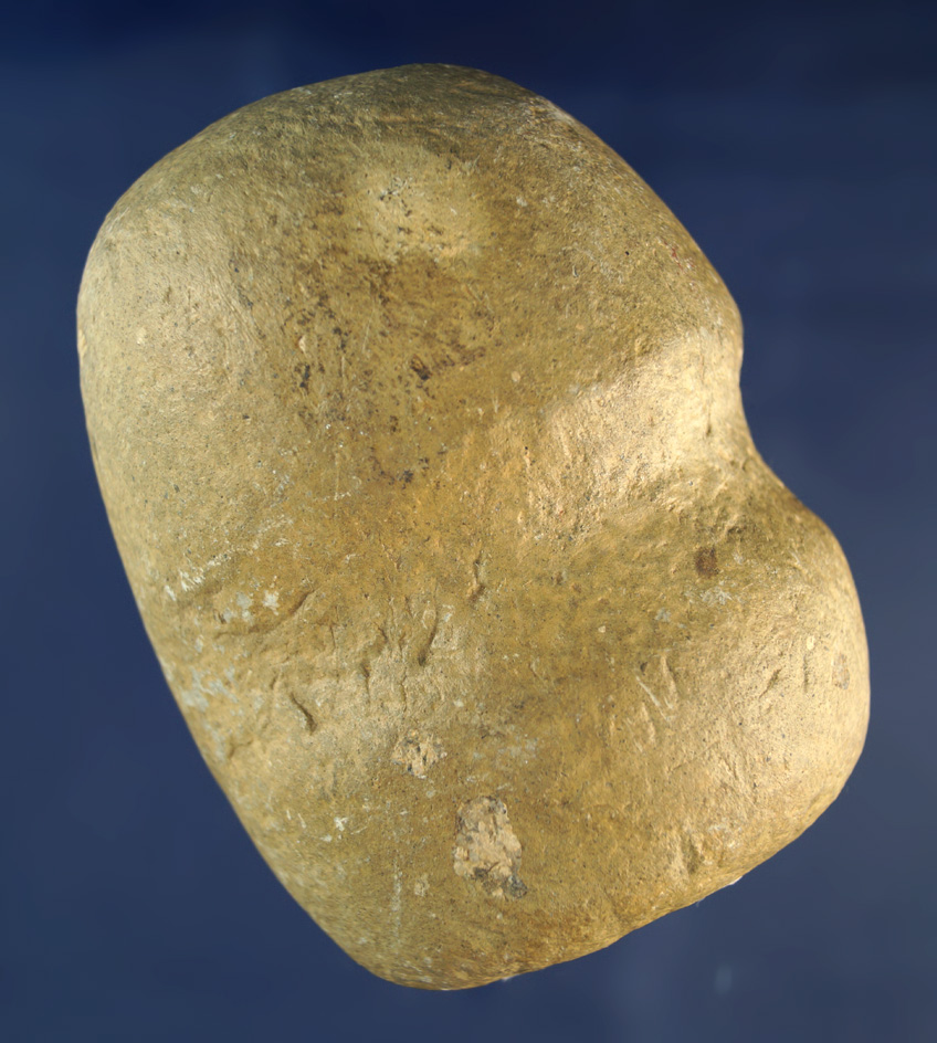 3 7/16" long 3/4 grooved Hammerstone that is well polished found in Ohio.
