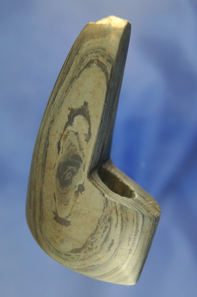 3 13/16" Geniculate Bannerstone found in Darke Co., Ohio east of Greenville in the 1950s.