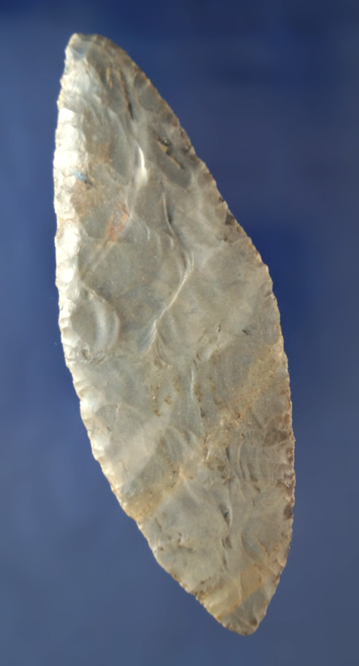 Thin and well patinated 4 5/16" quality Hornstone Bi-pointed Knife found in Breckenridge Co., Kentuc
