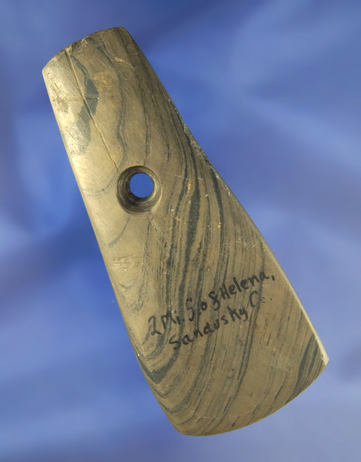 4 1/8" beautifully banded Pendant found in Sandusky Co., Ohio.