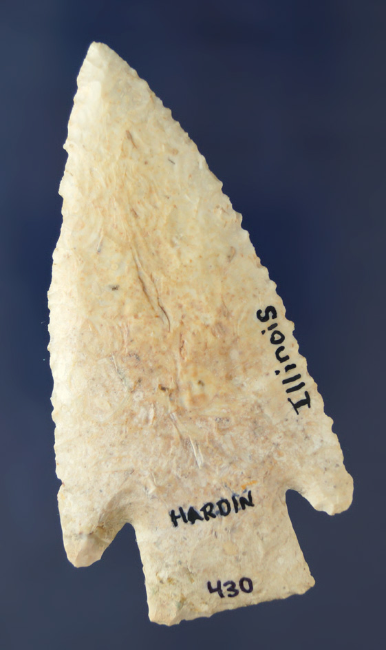 3 9/16" Illinois Hardin with minor restoration to one basal corner and one ear professionally done