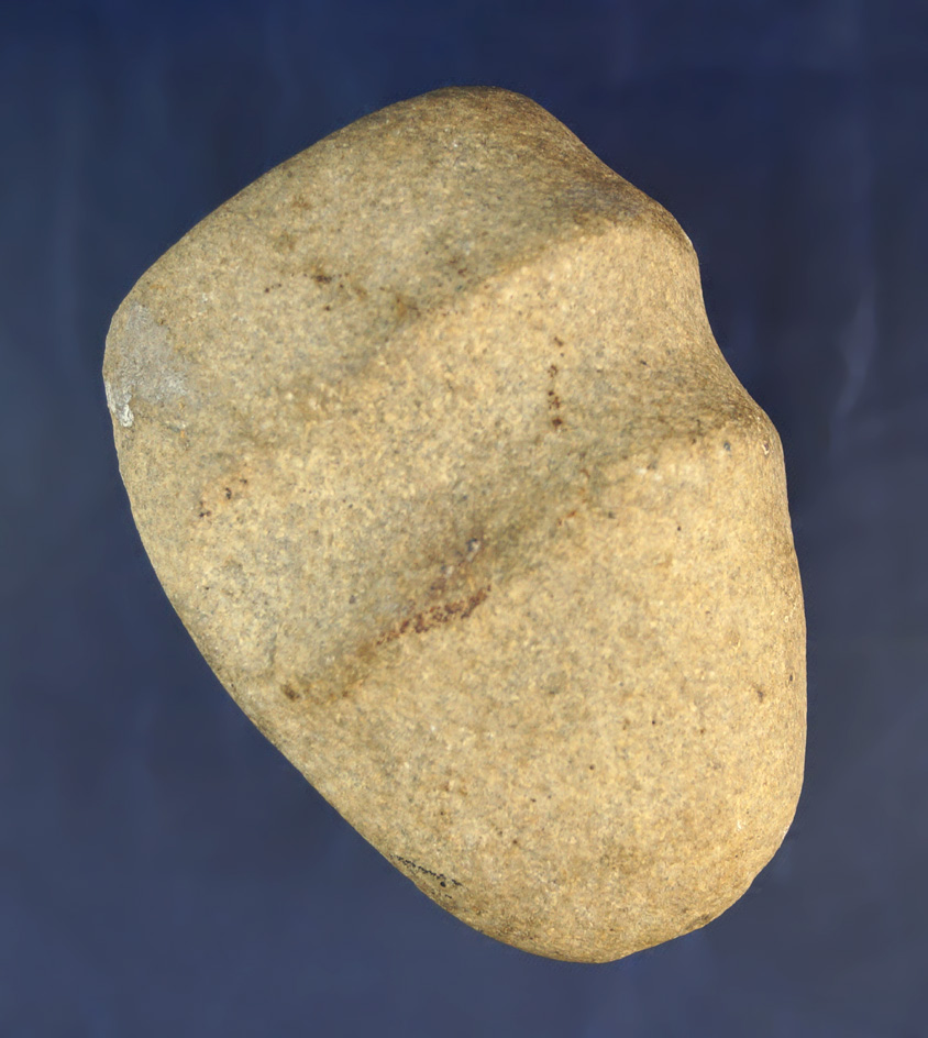Well defined 3 5/16" long 3/4 grooved Raised Ridge Hammerstone found in Ohio.