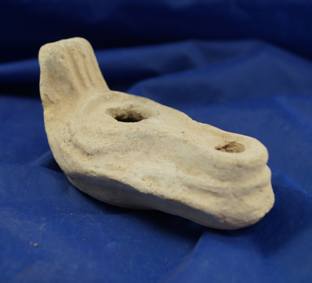 4 1/4" Holy Lands Oil Lamp made from clay.