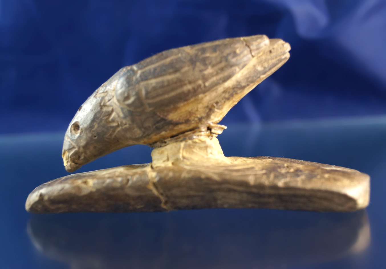 Unique 4" bird effigy pipe - clay that is broken and glued. Age and cultural association  unknown.