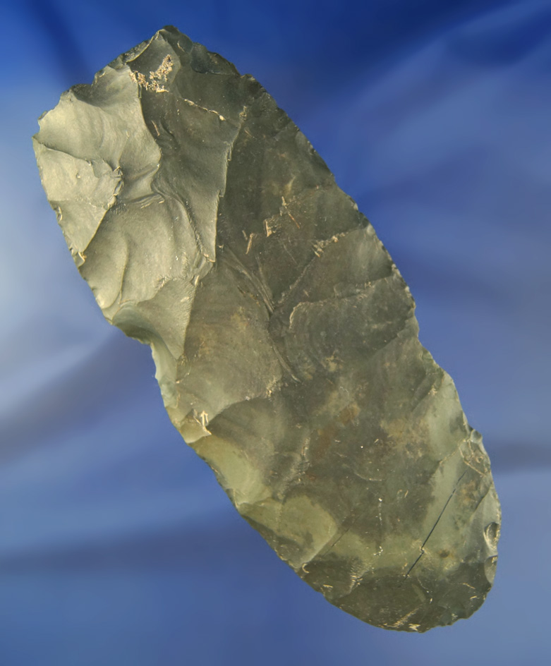 Rare! 6 5/8" Biface Paleo Blade made from beautiful green Jasper found in Pennsylvania.