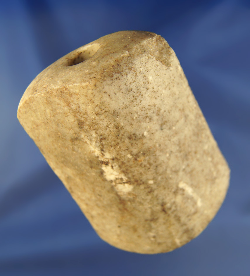 Nice! Large, 3 3/4" Quartz Bannerstone Preform With Drilling Started - Crib Mound, Spencer Co., IN