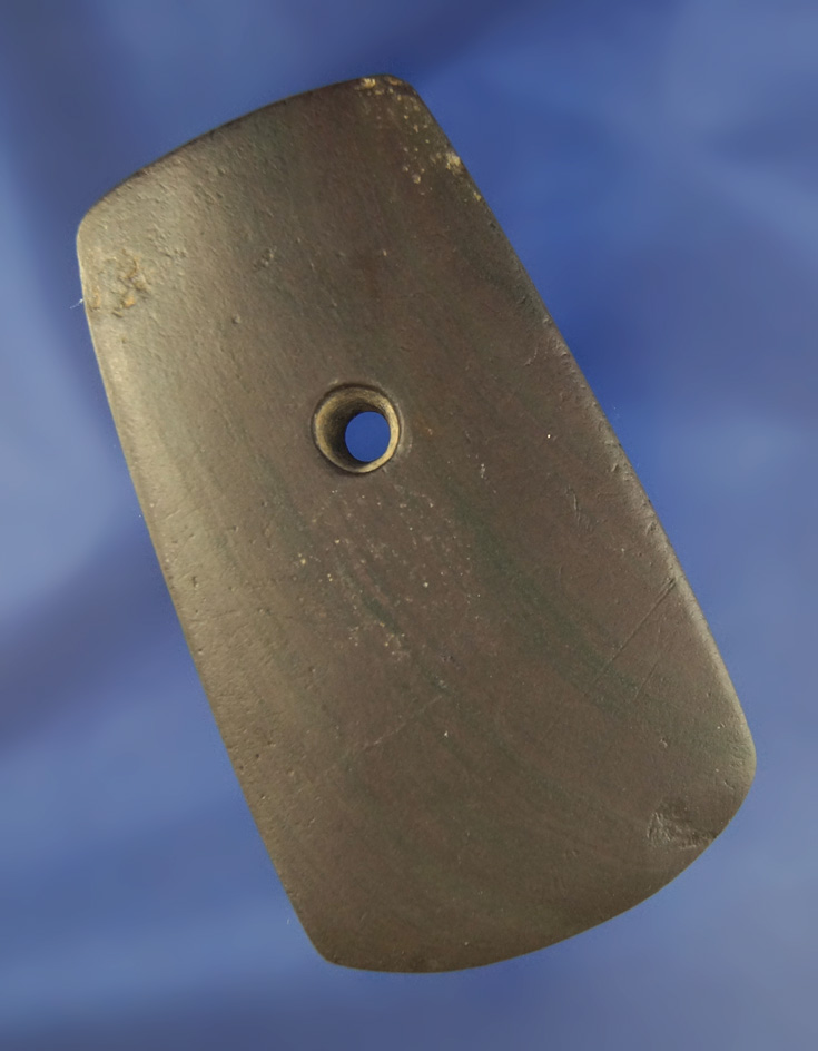 3 3/4" red slate Pendant found in Pickaway Co., Ohio.