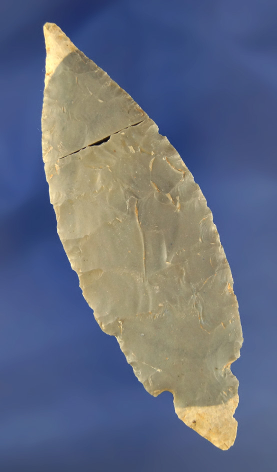 4 1/8" Hornstone Turkeytail - ceremonially broken - found as part of a large cache in Jefferson Co.,