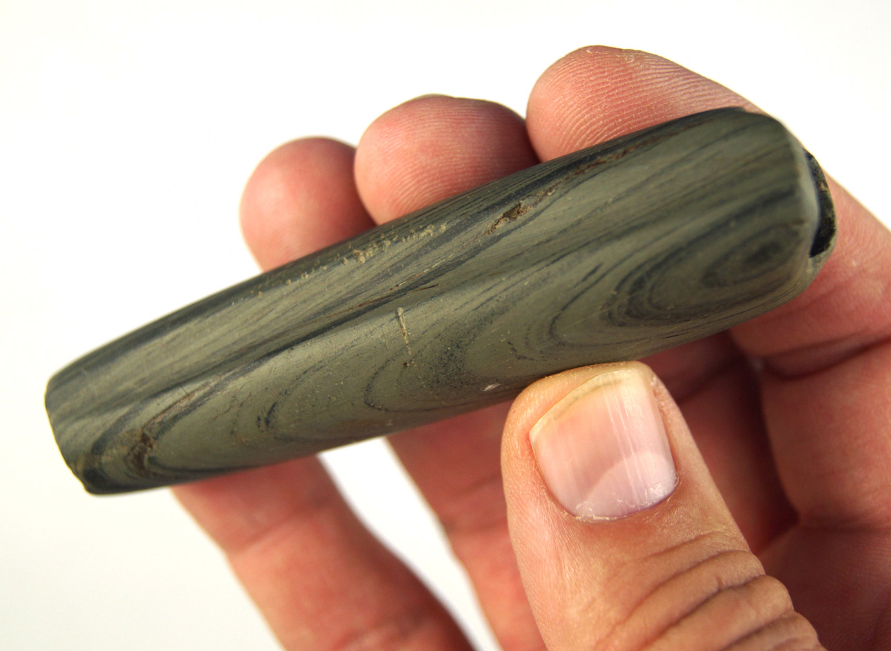 Rare Style! 3 1/2" Tubular Bannerstone fluted on two sides found in Huntington Co., Indiana.