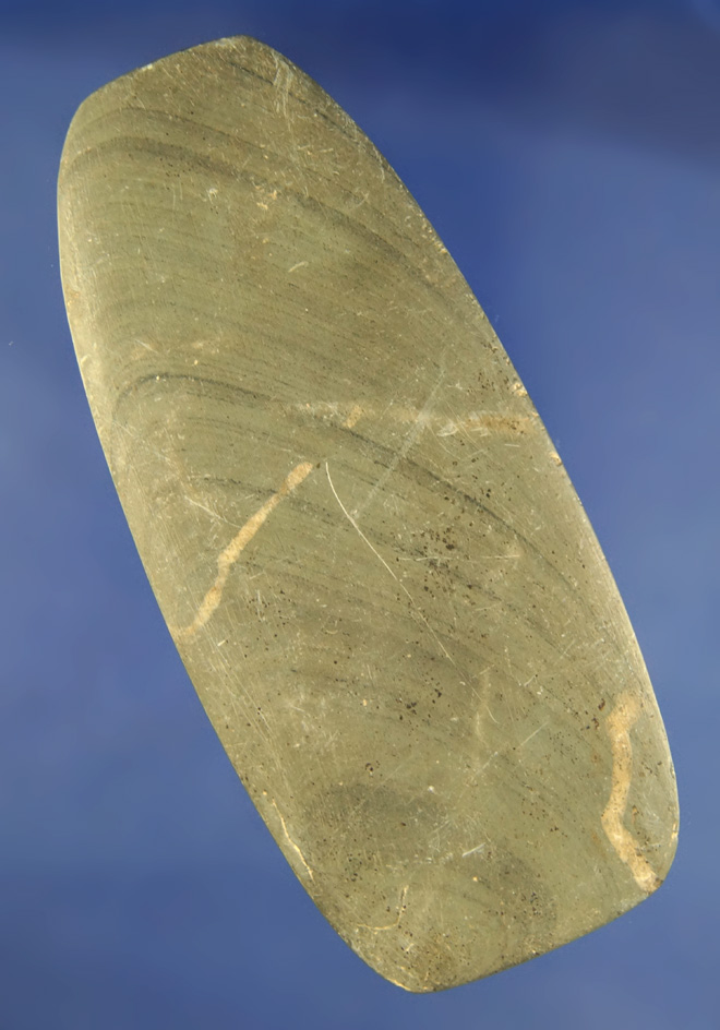 Thin and Nice! 5 1/8" Undrilled Slate Pendant found in Summit Co., Ohio. Ex. Roy Collins collection.