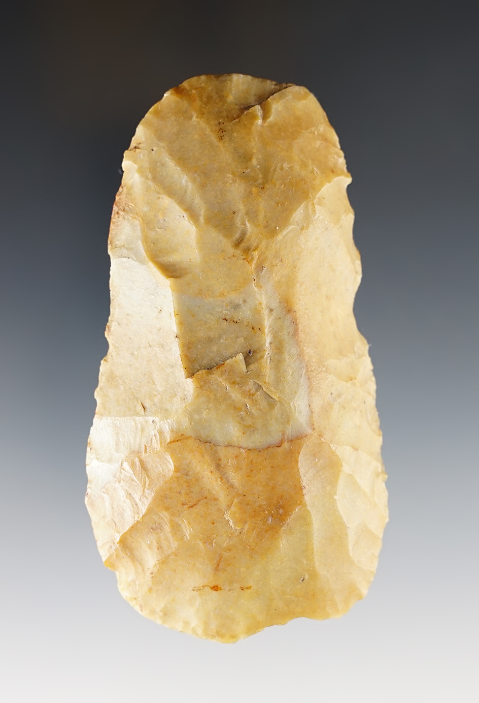 Classic style 3 5/8" Dalton Flint Adze made from attractive Kaolin Flint. Found in Pulaski Co., IL