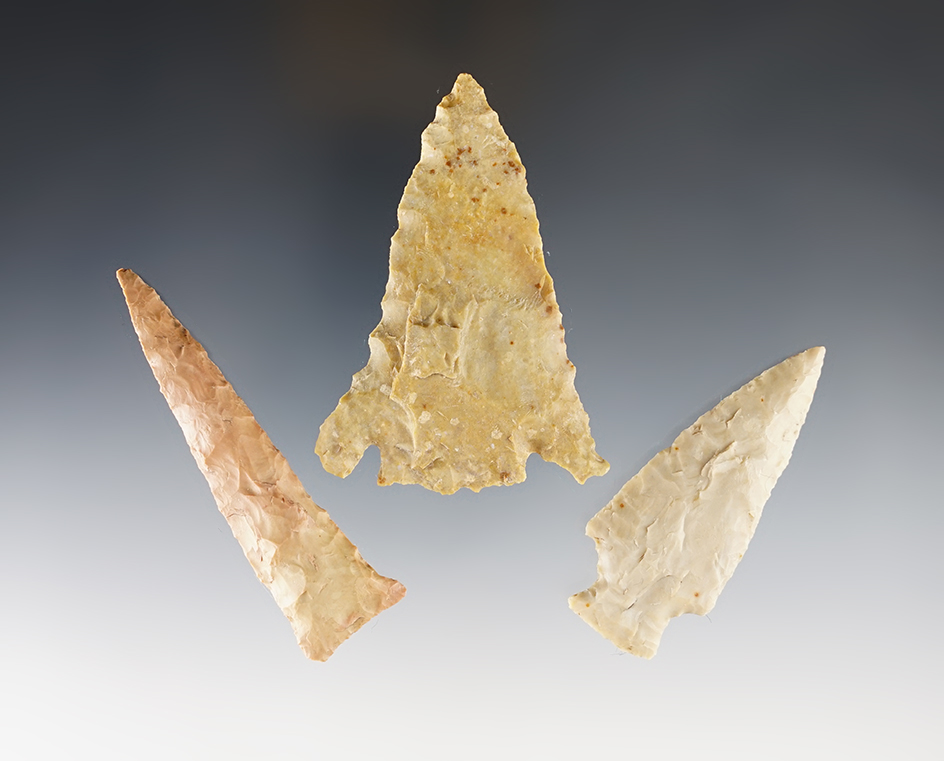 Set of three Texas artifacts in good condition, largest is 2 11/16".