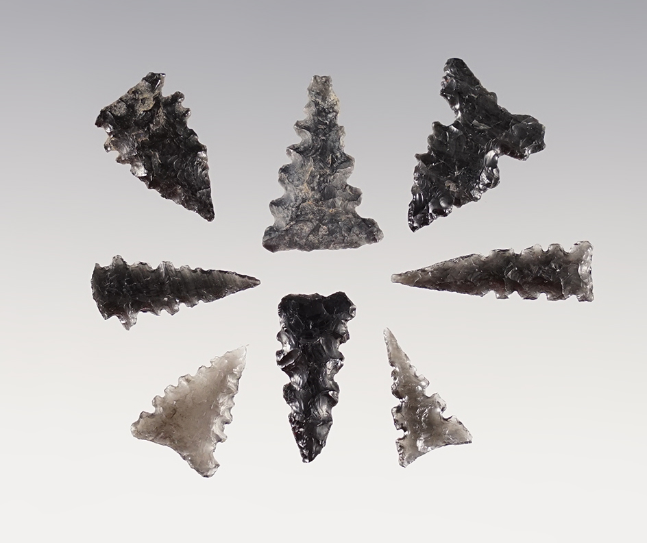 Set of 8 well made points found in Western Mexico. The largest is 7/8".